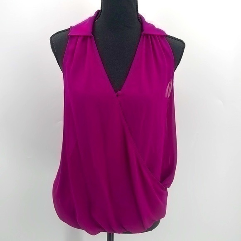 UEC Guess raspberry colored colored sleeveless blouse faux wrap size XS